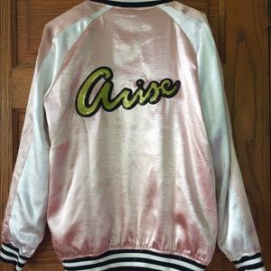 Arise pink satin bomber jacket